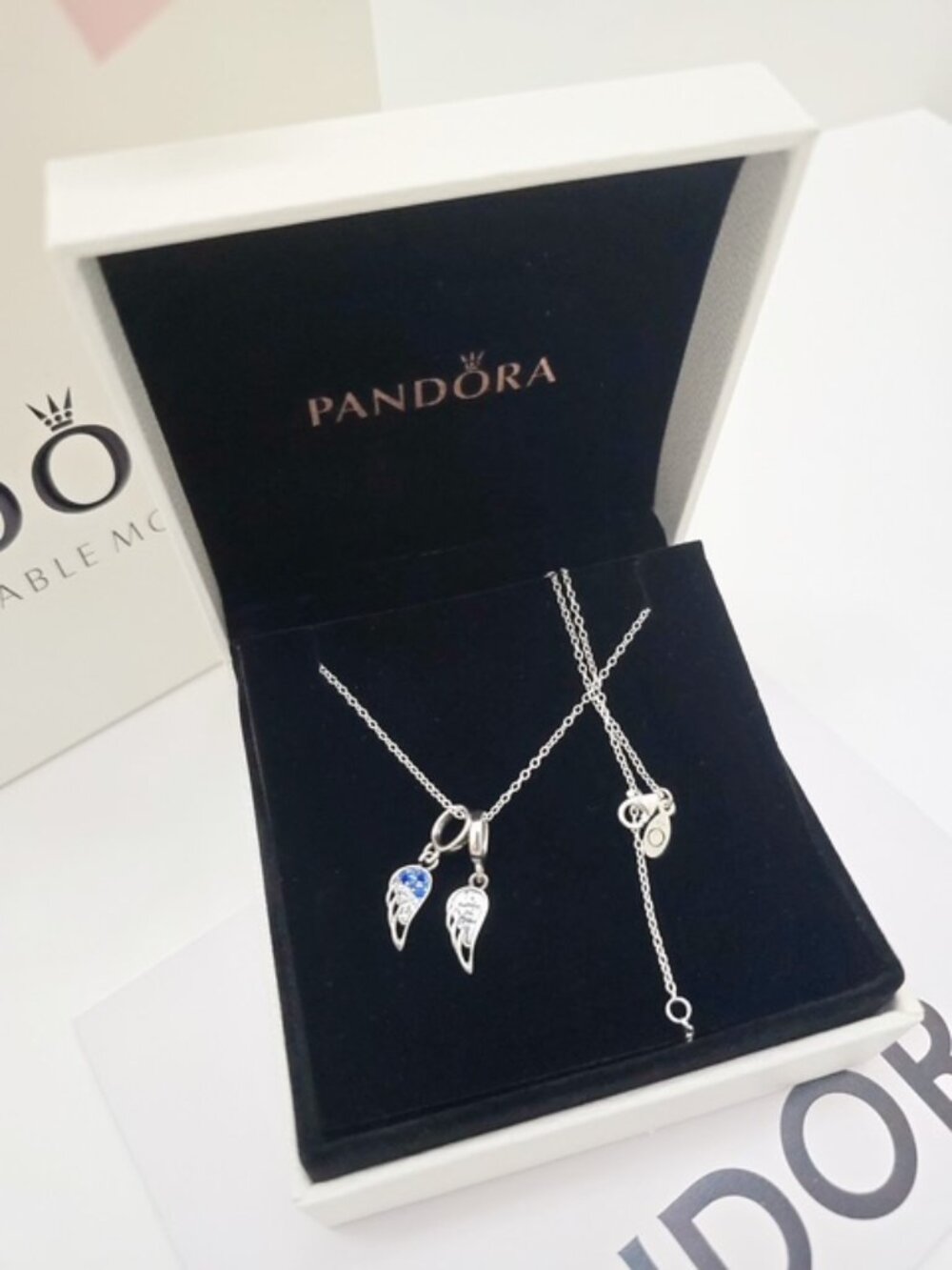 Pandora Sparkling Splitable Angel Wings Necklace
